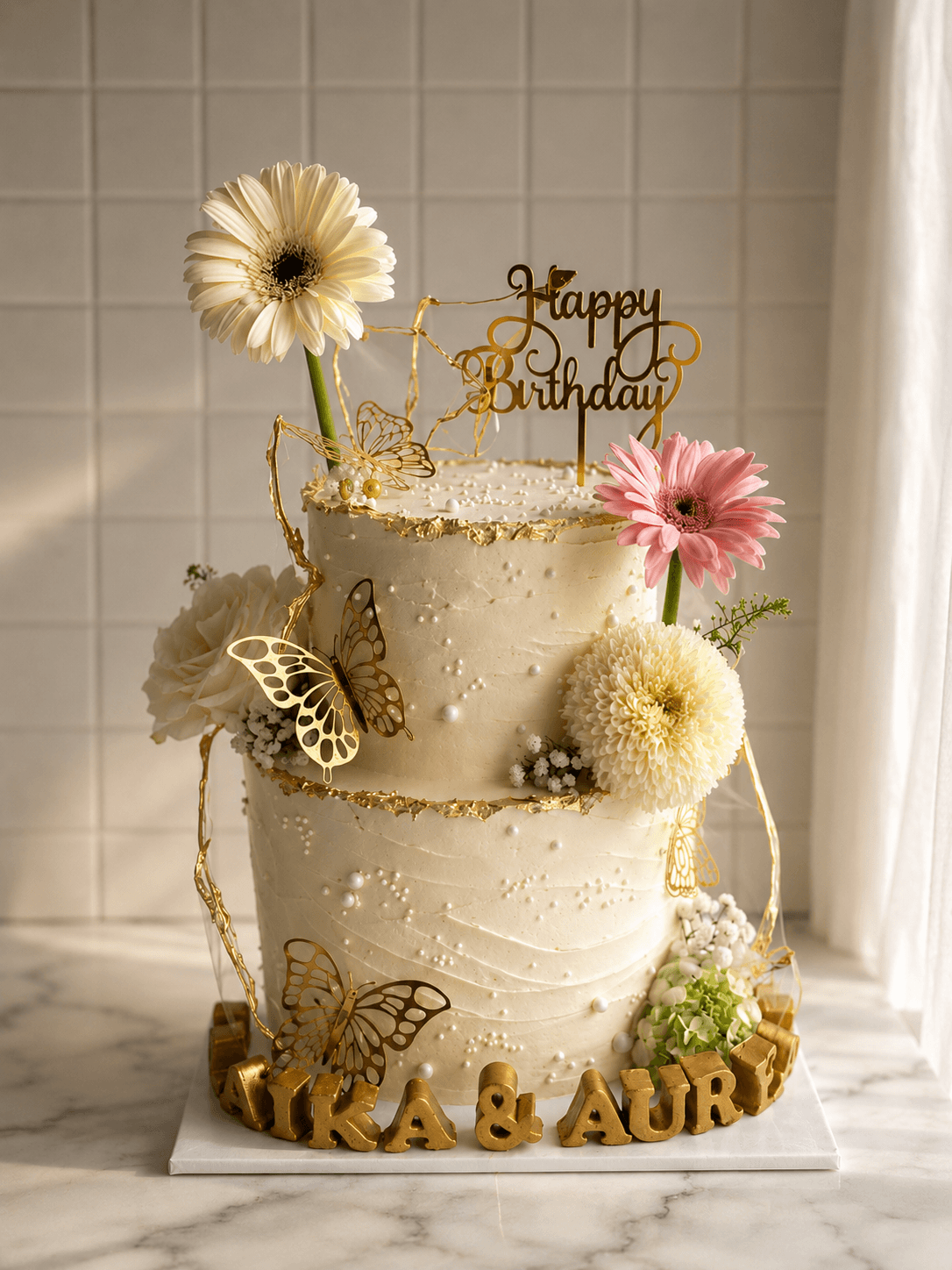 Golden Sugar personalized celebration cake
